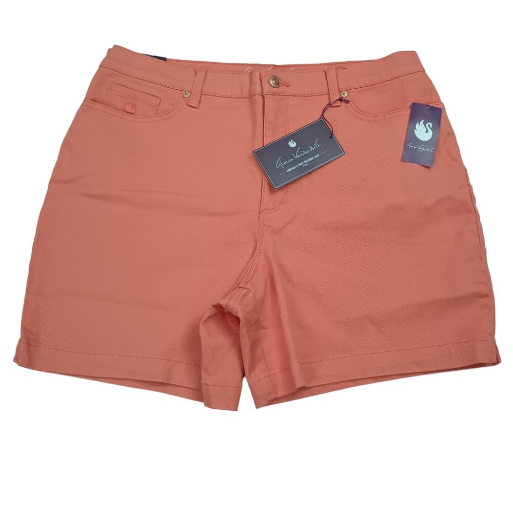 Gloria Vanderbilt Women's Amanda Basic Jean Short, Peach Punch, 14 Regular - New